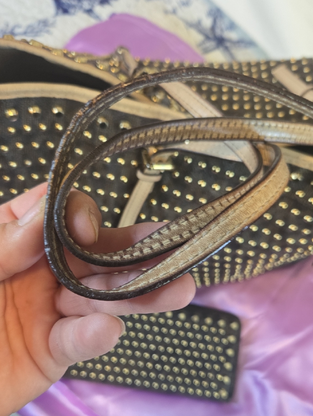 Michael Kors Gold Studded Tote with Matching Wallet - Picture 5 of 16